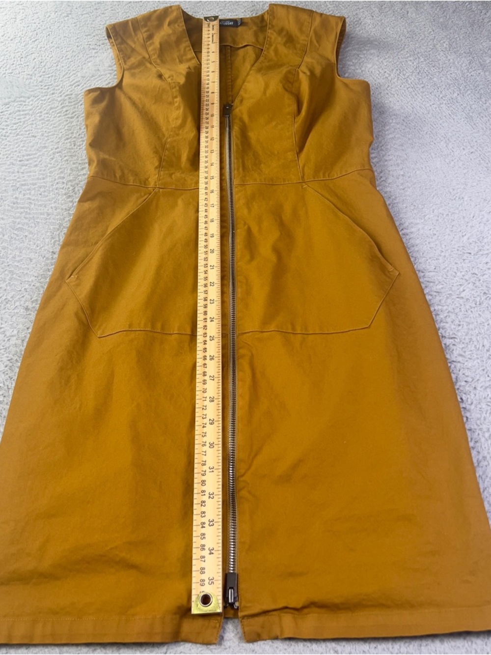 Kate Spade Saturday Dress Womens 8 Brown Tan Front Full Zip Sleeveless Preppy - Picture 8 of 10